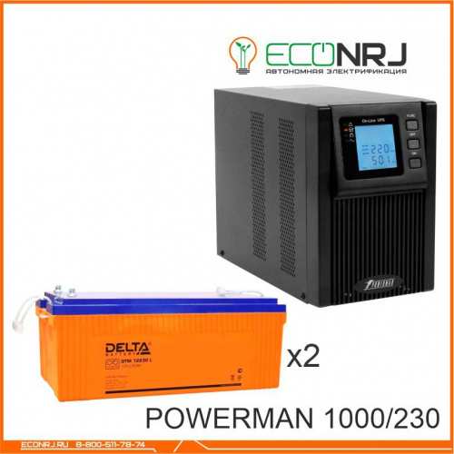 ИБП POWERMAN ONLINE 1000 Plus + Delta DTM 12230 L фото 2