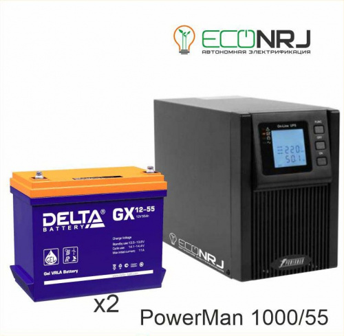 ИБП POWERMAN ONLINE 1000 Plus + Delta GX 12-55 фото 2