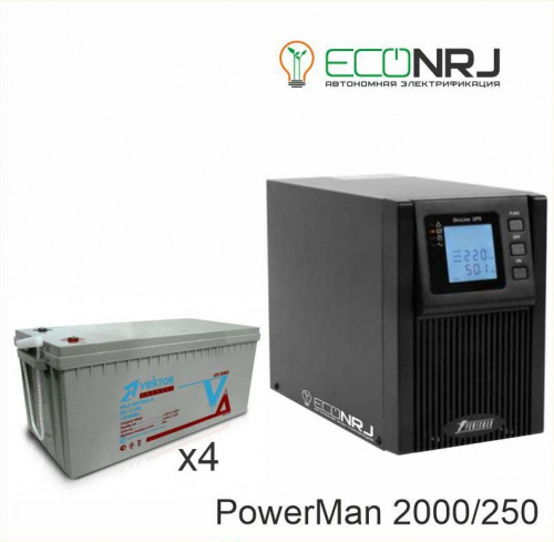 ИБП POWERMAN ONLINE 2000 Plus + Vektor GL 12-250 фото 2