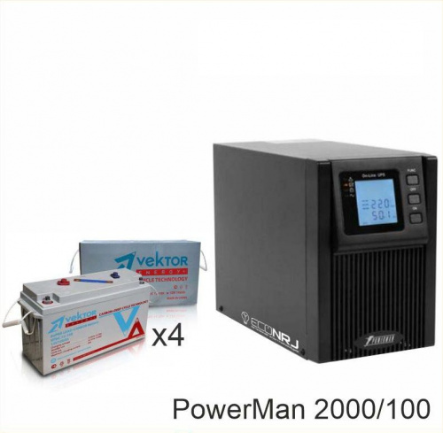 ИБП POWERMAN ONLINE 2000 Plus + Vektor VPbC 12-100