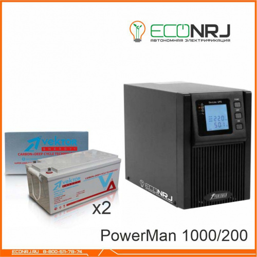 ИБП POWERMAN ONLINE 1000 Plus + Vektor VPbC 12-200 фото 2