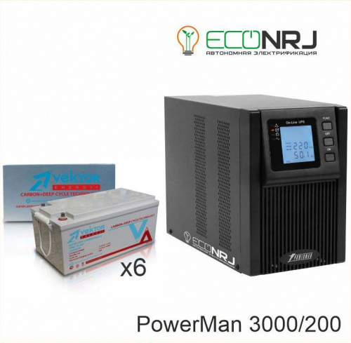 ИБП POWERMAN ONLINE 3000 Plus + Vektor VPbC 12-200 фото 2