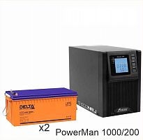 ИБП POWERMAN ONLINE 1000 Plus + Delta DTM 12200 L