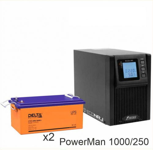 ИБП POWERMAN ONLINE 1000 Plus + Delta DTM 12250 L