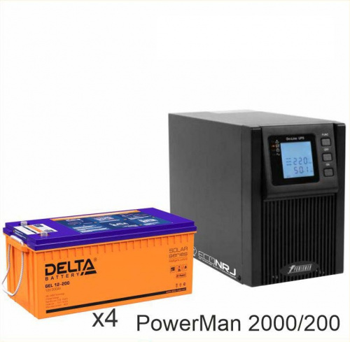 ИБП POWERMAN ONLINE 2000 Plus + Delta GEL 12-200