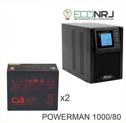 ИБП POWERMAN ONLINE 1000 Plus + CSB GPL12800 фото 3