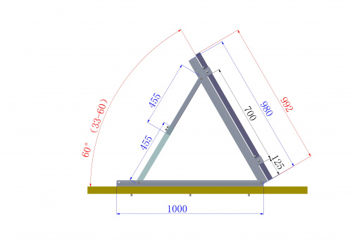 Треугольная опора для крепления СБ с переменным углом от 30 до 55 гр фото 5