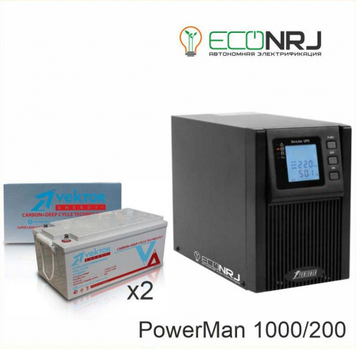 ИБП POWERMAN ONLINE 1000 Plus + Vektor VPbC 12-200 фото 3