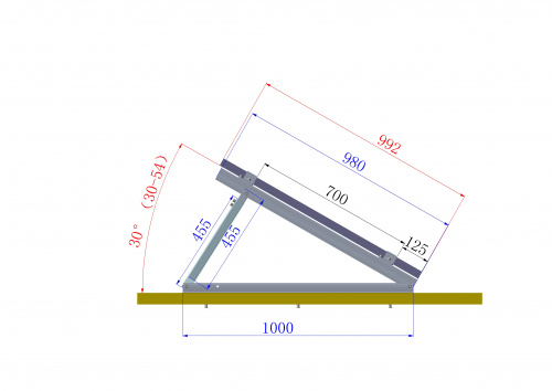 Треугольная опора для крепления СБ с переменным углом от 30 до 55 гр фото 2