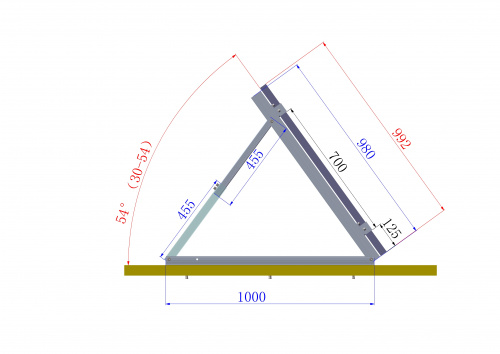 Треугольная опора для крепления СБ с переменным углом от 30 до 55 гр фото 7