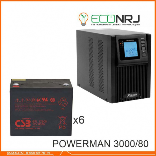 ИБП POWERMAN ONLINE 3000 Plus + CSB GPL12800 фото 3