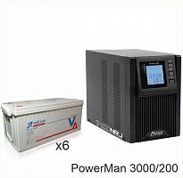 ИБП POWERMAN ONLINE 3000 Plus + Vektor GL 12-200