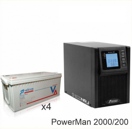 ИБП POWERMAN ONLINE 2000 Plus + Vektor GL 12-200