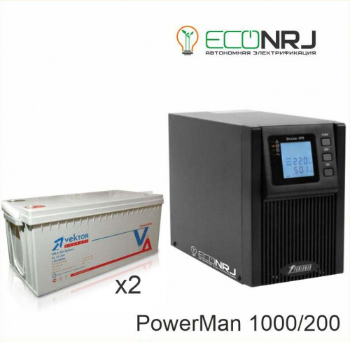 ИБП POWERMAN ONLINE 1000 Plus + Vektor GL 12-200 фото 2