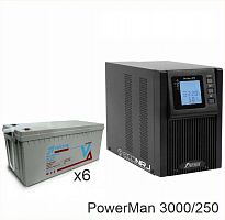 ИБП POWERMAN ONLINE 3000 Plus + Vektor GL 12-250