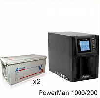 ИБП POWERMAN ONLINE 1000 Plus + Vektor GL 12-200