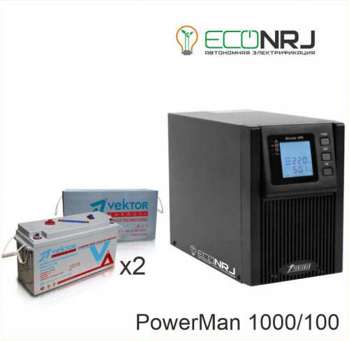 ИБП POWERMAN ONLINE 1000 Plus + Vektor VPbC 12-100 фото 3